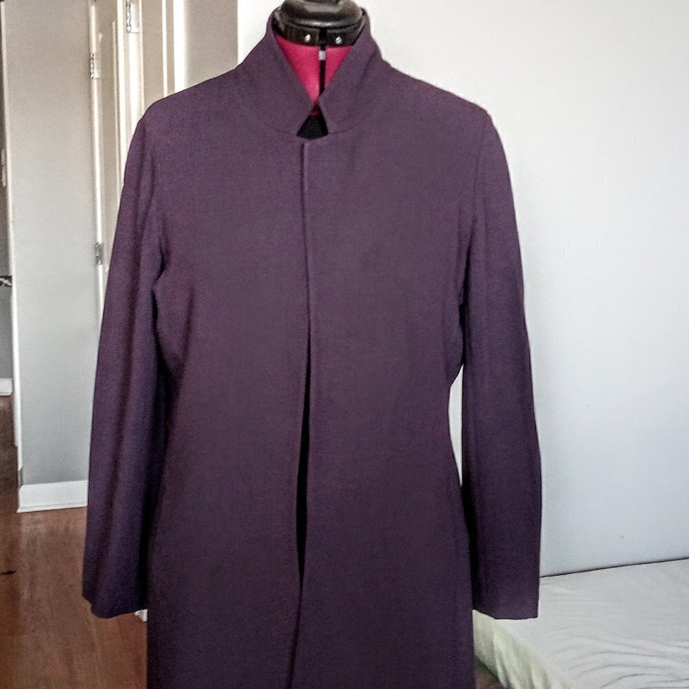 Eileen Fisher Long Wool Blend Purple Blazer Sz M
